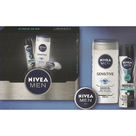 Nivea Men Deo Frisches Antitranspirant-Spray 150 ml + Duschgel 250 ml + Creme 30 ml, Kosmetikset