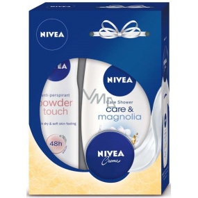 Nivea Care & Magnolia 250 ml Duschgel + Powder Touch Antitranspirant Spray 150 ml + Creme 30 ml, Kosmetikset