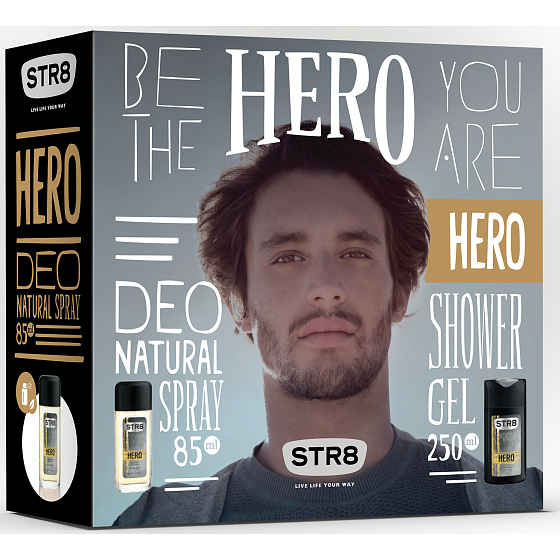 Str8 Hero parfümiertes Deodorantglas für Männer 85 ml + Duschgel 250 ml, Kosmetikset
