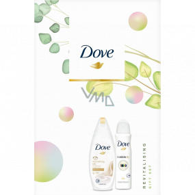 Dove Nourishing Revitalizing Silk Duschgel für Frauen 250 ml + Invisible Dry Clean Touch Antitranspirant Spray 150 ml, Kosmetikset