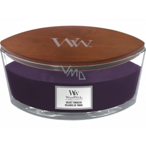 WoodWick Velvet Tobacco - Duftkerze aus Samttabak mit breitem Holzdocht und Deckelglasboot 453 g