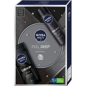 Nivea Men Feel Deep Antitranspirant Deodorant Spray 150 ml + Deep Duschgel für Körper, Haare und Gesicht 250 ml, Kosmetikset für Männer