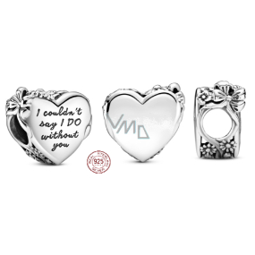 Charme Sterling Silber 925 Herz mit Schleife in der Liebe, Perle auf Armband Liebe