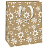 Ditipo Geschenk-Kraftbeutel 18 x 10 x 22,7 cm Weihnachten natur, weiße Schneeflocken und Sterne
