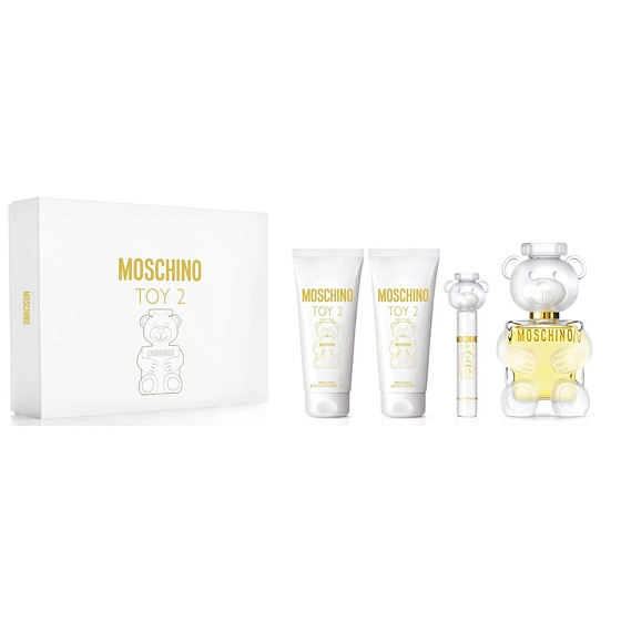 Moschino Toy 2 Eau de Parfum 100 ml + Körpercreme 100 ml + Duschgel 100 ml + Reisespray 10 ml, Geschenkset für Frauen