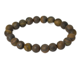 Tygří oko matný náramek elastický přírodní kámen, kulička 8 mm / 16 - 17 cm, kámen slunce a země, přináší štěstí a bohatství