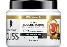 Schwarzkopf Gliss Total Repair Regenerationsmaske 4in1 für trockenes und geschädigtes Haar, 400 ml