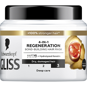 Schwarzkopf Gliss Total Repair Regenerationsmaske 4in1 für trockenes und geschädigtes Haar, 400 ml