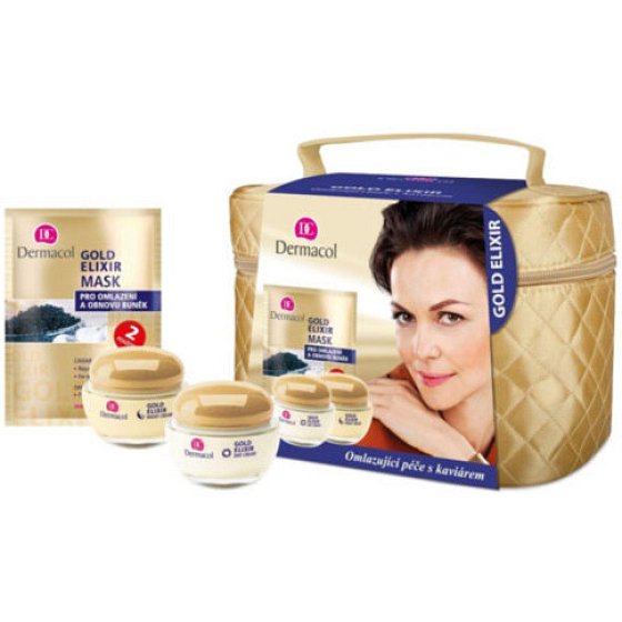 Dermacol Gold Elixir Tagescreme 50 ml + Nachtcreme 50 ml + Maske 2 x 8 g + Beutel, Kosmetikset