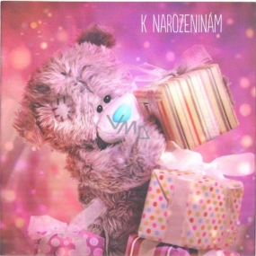 Ich zu dir 3D-Geburtstagsgrußkarte, Teddybär mit Geschenken 15,5 x 15,5 cm