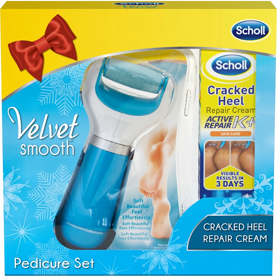 Scholl Velvet Smooth elektrische Fußfeile + Cracked Heel Creme für rissige Fersen 60 ml, Kosmetikset