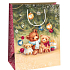 Ditipo Geschenk Kraftbeutel Flasche drei Teddybären unter dem Baum 27 x 12 x 37 cm
