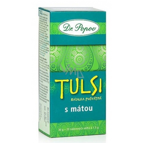 DR. Popov Tulsi heiliges Basilikum mit Minztee unterstützt das natürliche Immunsystem, Vitalität, Stress 30 g, 20 Infusionsbeutel à 1,5 g