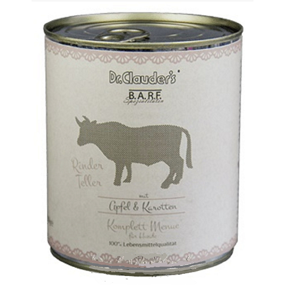 DR. Clauder BARF Rindfleischplatte Komplettes Futter für erwachsene Hunde, die empfindlich auf Futter reagieren 800 g