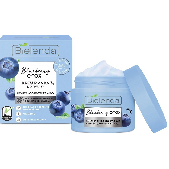 Bielenda Blueberry C-Tox Feuchtigkeitsspendender und aufhellender Gesichtscremeschaum Tag/Nacht 40 g