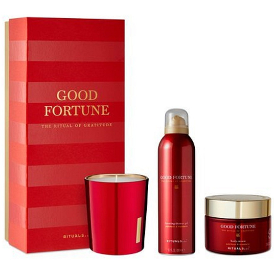 The Ritual Of Gratitude Good Fortune Duschschaum 200 ml + Körpercreme 220 ml + Duftkerze 290 g, Kosmetikset für Frauen