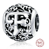 Sterling Silber 925 Magic Alphabet Buchstabe F mit Blumen, Perle für Armband