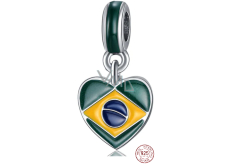 Charm Sterling Silber 925 brasilianische Flagge - Herz, Kaffeebohne, Reise-Armband Anhänger
