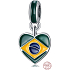 Charm Sterlingsilber 925 Brasilien Flagge Herz - Ich liebe Brasilien, Kaffeebohne, Anhänger für Armband Reisen