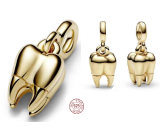Charme Sterling Silber 925 Gold Zahn - Mini Medaillon, Anhänger Armband Interessen