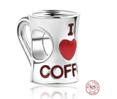 Sterling Silber 925 Ich liebe Kaffee, Perlenarmband, Essen und Trinken