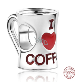 Sterling Silber 925 Ich liebe Kaffee, Perlenarmband, Essen und Trinken