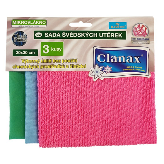 Clanax Schwedisches Handtuch aus Mikrofaser, Farbmix 30 x 30 cm 3 Stück