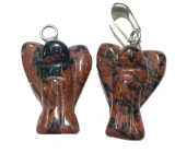 Obsidian Moka Engel Schutzengel Anhänger Naturstein 2 - 2,2 cm, Rettungsstein