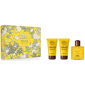 Versace Eros Energy Pour Homme Eau de Parfum 50 ml + Rasierbalsam 50 ml + Duschgel 50 ml, Geschenkset für Männer