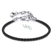 Černý kožený náramek 20 cm – kovové zapínání