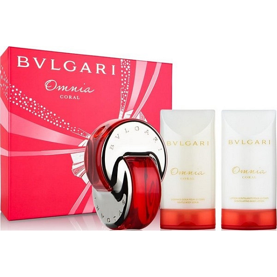Bvlgari Omnia Coral EdT 40 ml Eau de Toilette + 75 ml Körperlotion + 75 ml Körperpeeling für Frauen Geschenkset