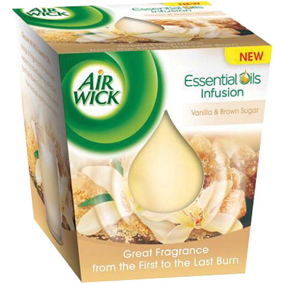 Air Wick Ätherische Öle Infusion Vanille & Brauner Zucker Duftkerze in Glas 105 g