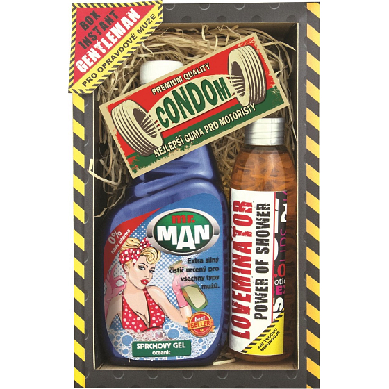 Böhmen Geschenke Gentleman mr. Mann Duschgel 500 ml + Loveminator Duschgel 200 ml + Geschenk Kondom, Kosmetikset