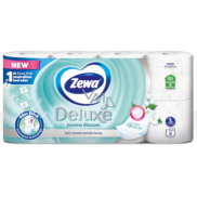 Zewa Deluxe Aqua Tube Jasminblüte Parfümiertes Toilettenpapier 150 Fetzen 3lagig 8 Stück, spülbare Rolle