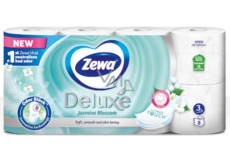 Zewa Deluxe Aqua Tube Jasminblüte Parfümiertes Toilettenpapier 150 Fetzen 3lagig 8 Stück, spülbare Rolle