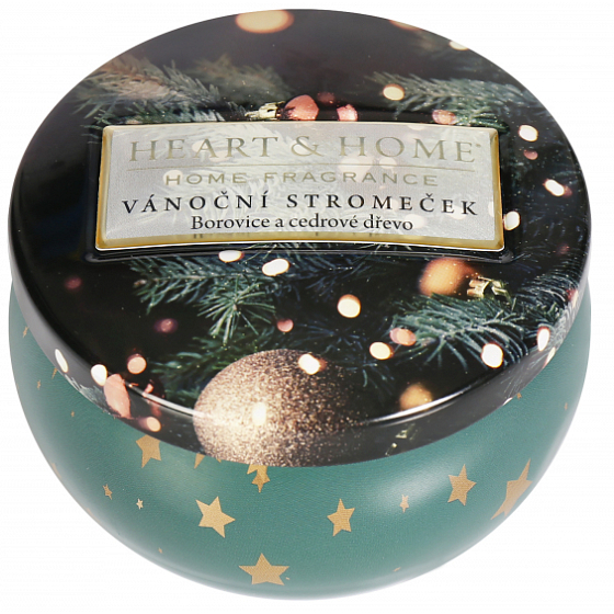Heart & Home Weihnachtsbaumduft Sojabohnen-Duftkerze in der Dose brennt bis zu 30 Stunden 125 g