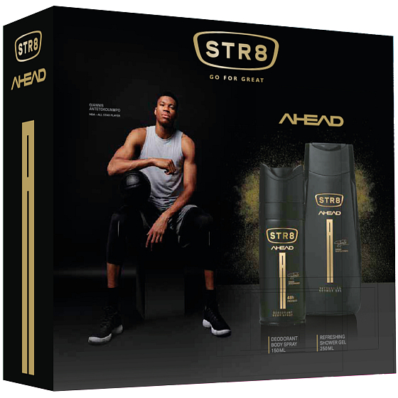 Str8 Ahead Deodorant Spray für Männer 150 ml + Duschgel 250 ml, Kosmetikset