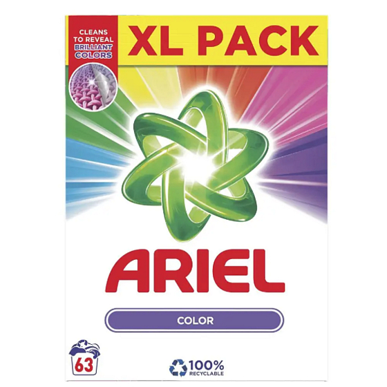 Ariel Color Waschpulver für farbige Wäschekiste 63 Dosen 4.725 kg