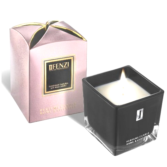 jFenzi Opal Glamour Soja-Duftkerze mit dem Duft von Yves Saint Laurent Opium Black handgefertigt schwarz 200 g