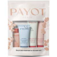 Payot Nue Cleansing micellaire Reinigungwasser 20 ml + Source Adaptogen adaptogene Feuchtigkeitscreme 15 ml + Rituel Douceur sanft exfolierende Körpercreme 20 ml + Rituel Douceur sanfte feuchtigkeitsspendende Körpermilch 25 ml, kosmetische Sets