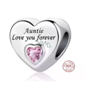 Charm Sterlingsilber 925 Tante liebt dich für immer Herz, Perle für Armband Familie Charm Sterlingsilber 925 Tante liebt dich für immer Herz, Perle für Armband Familie