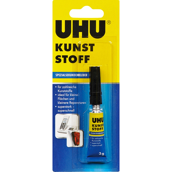 Uhu Kunst Stoff Sofortkleber zum Verkleben von Kunststoffen 3 g