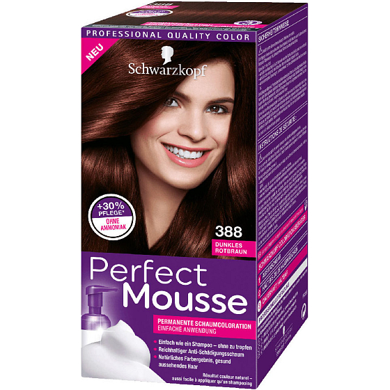 Schwarzkopf Perfect Mousse Permanentschaum Haarfarbe 388 Dunkelrotbraun