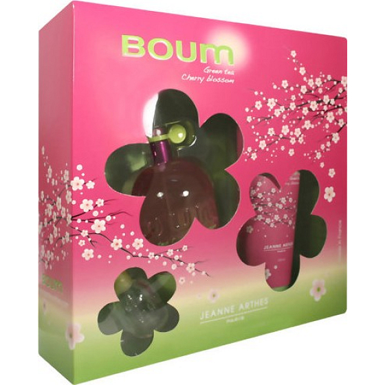 Jeanne Arthes Boum Grüner Tee Kirschblüten parfümiertes Wasser für Frauen 100 ml + Duschgel 100 ml + Mini 7 ml