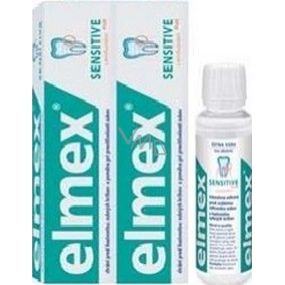 Elmex Sensitive Plus Zahnpasta 2 x 75 ml + Mundwasser ohne Alkohol 100 ml