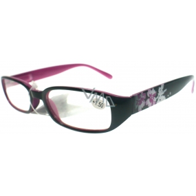 Berkeley Reading Prescription Glasses +1.50 schwarz-pink mit Blumen 1 Stück MC 2103