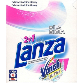 Lanza Vanish Ultra 2in1 Weißes Waschpulver mit Fleckenentferner für weiße Wäsche 4 Dosen von 300 g
