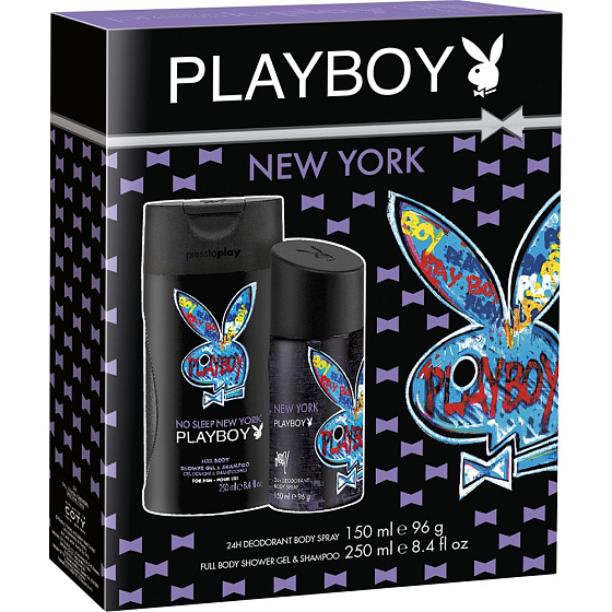 Playboy New York Deodorant Spray für Männer 150 ml + Duschgel 250 ml, Kosmetikset