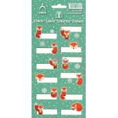 Bogen Weihnachten Etiketten Aufkleber Füchse grün Bogen 12 Etiketten