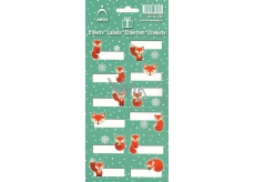 Bogen Weihnachten Etiketten Aufkleber Füchse grün Bogen 12 Etiketten